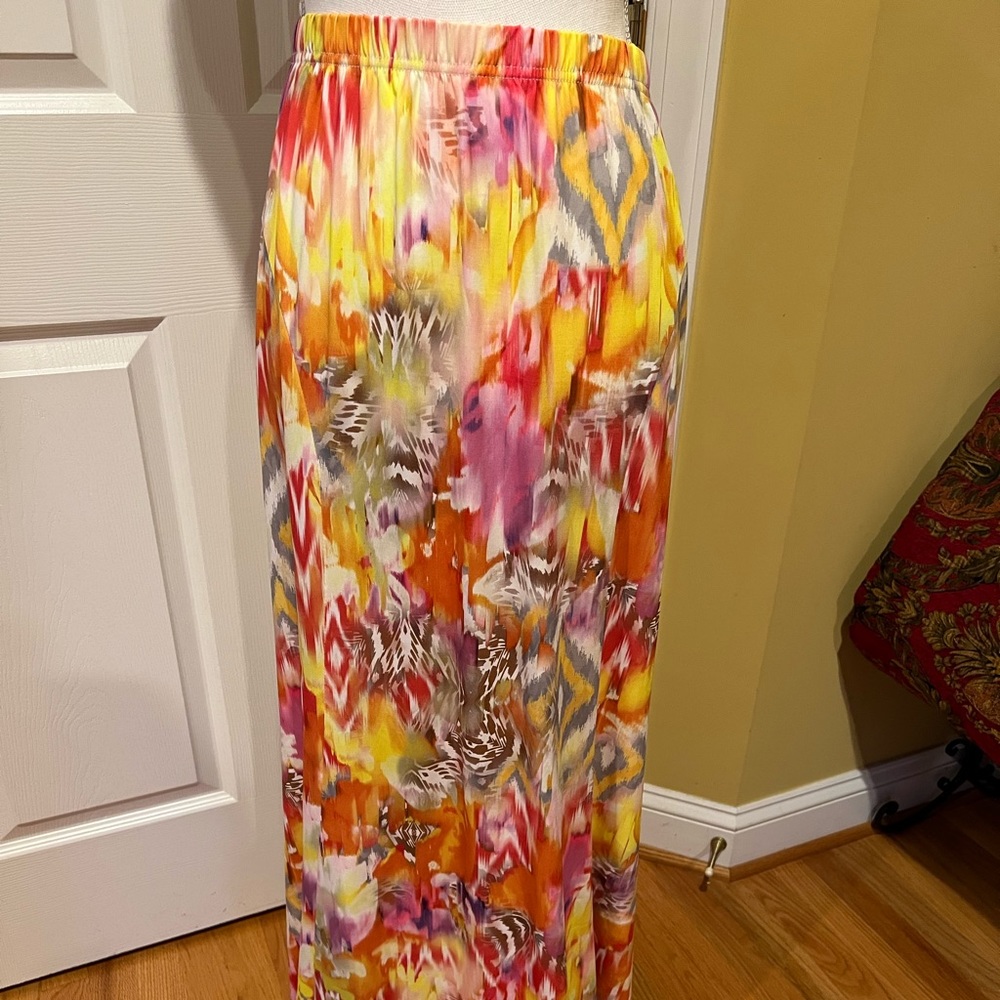 * Designer FRF Skirt stretch waistband multi colored  Maxi